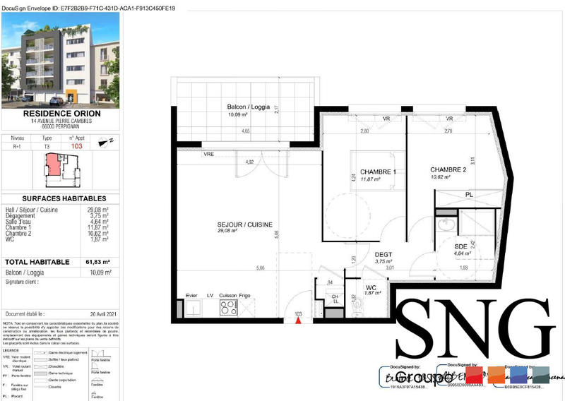 Appartement - 62 m² - 3 pièces