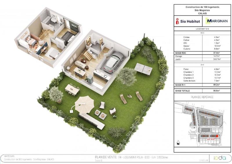 Maison - 85 à 87 m² - 4 pièces