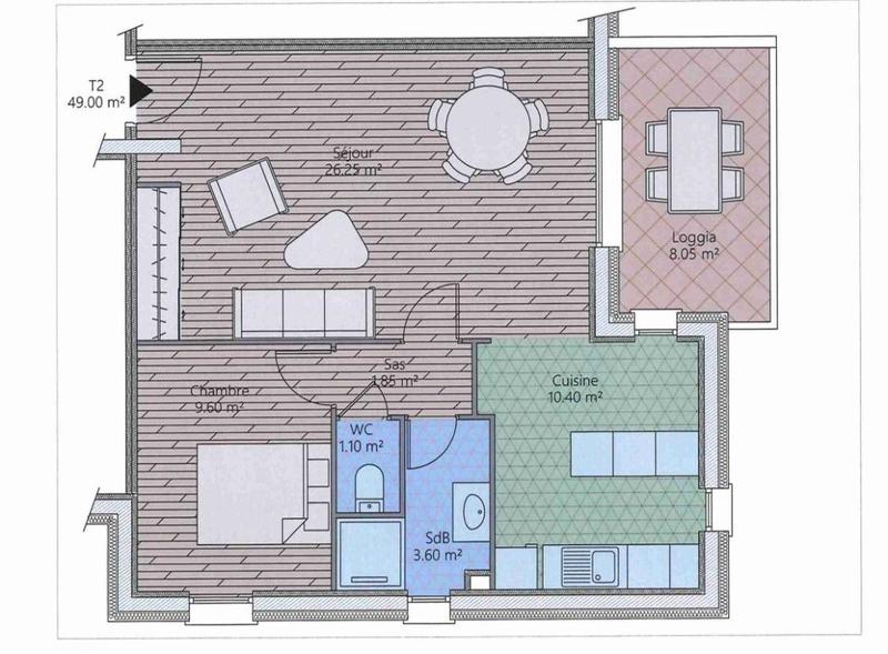 Appartement - 49 m² - 2 pièces