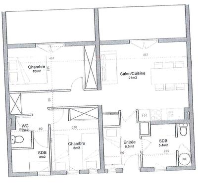 Appartement - 56 m² - 3 pièces