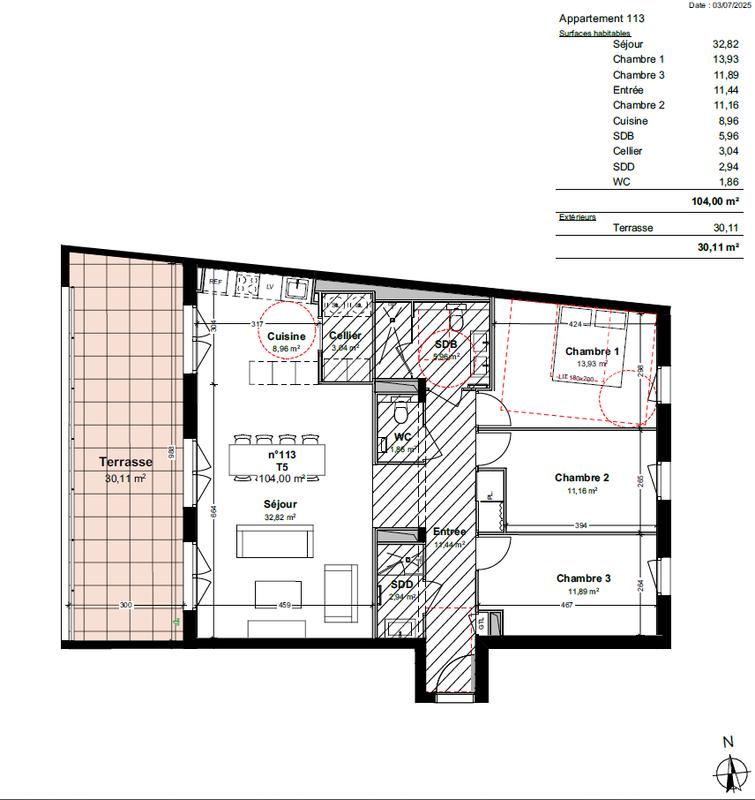 Appartement - 104 m² - 5 pièces