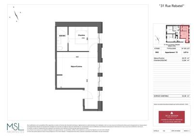 Appartement - 32 m² - 2 pièces