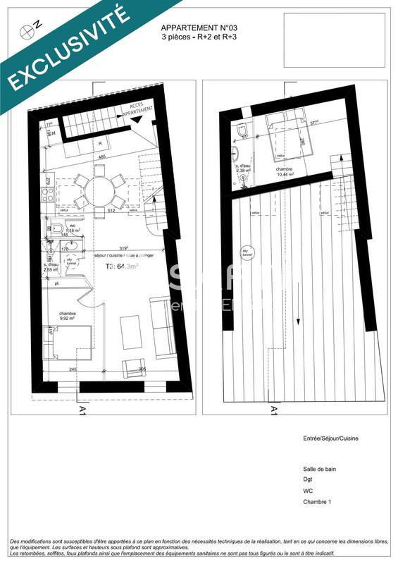 Appartement - 64 m² - 3 pièces