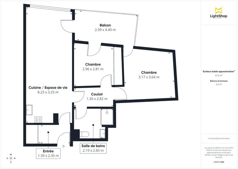 Appartement - 63 m² - 3 pièces