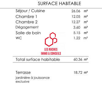 Appartement - 60 m² - 3 pièces