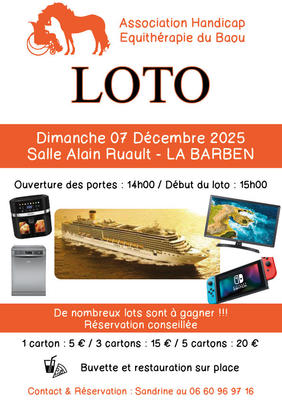 Loto de l'association Equithérapie du Baou