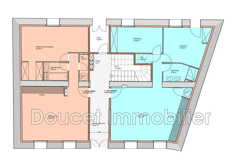Appartement - 58 m² - 2 pièces