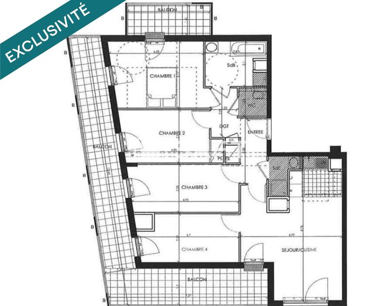 Appartement - 86 m² - 5 pièces