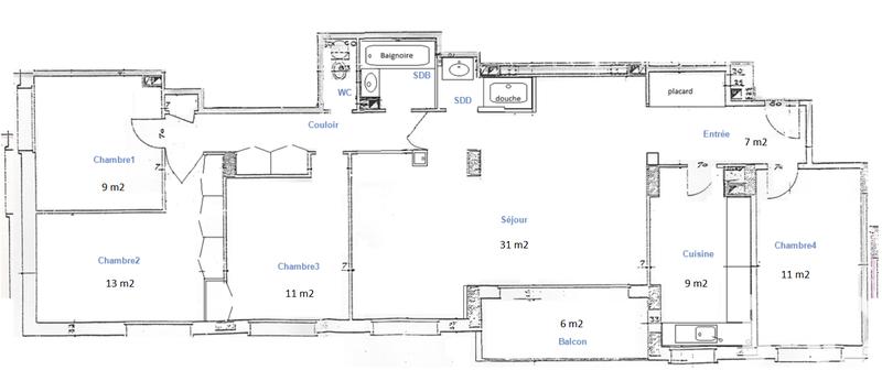 Appartement - 104 m² - 6 pièces