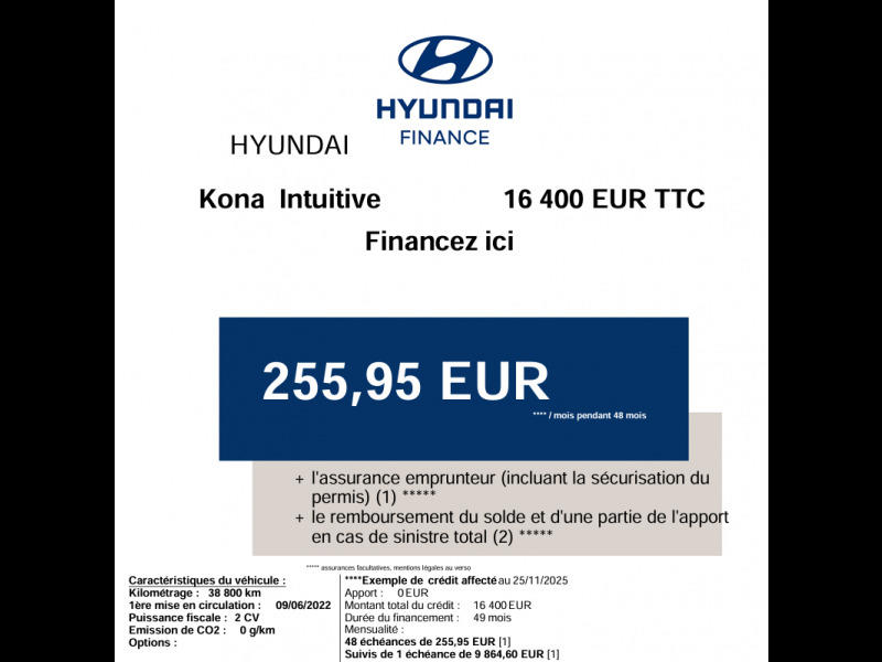 Hyundai Kona Electrique 39 kWh - 136 ch Intuitive