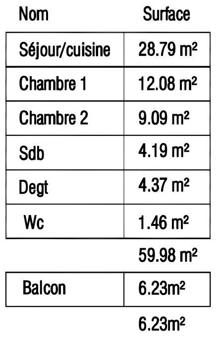 Appartement - 60 m² - 3 pièces