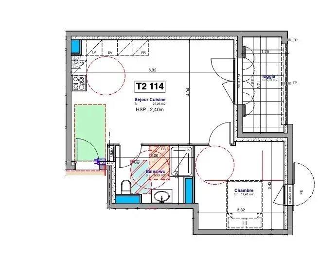 Appartement - 43 m² - 2 pièces