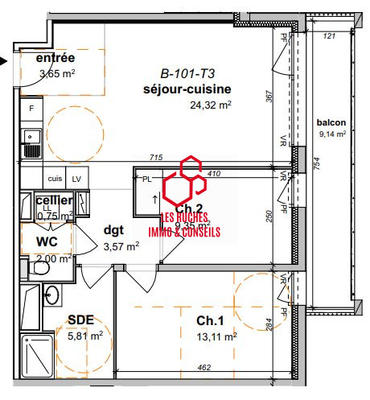 Appartement - 63 m² - 3 pièces