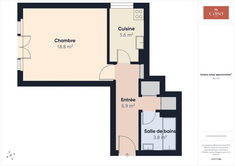 Appartement - 37 m² - 1 pièce