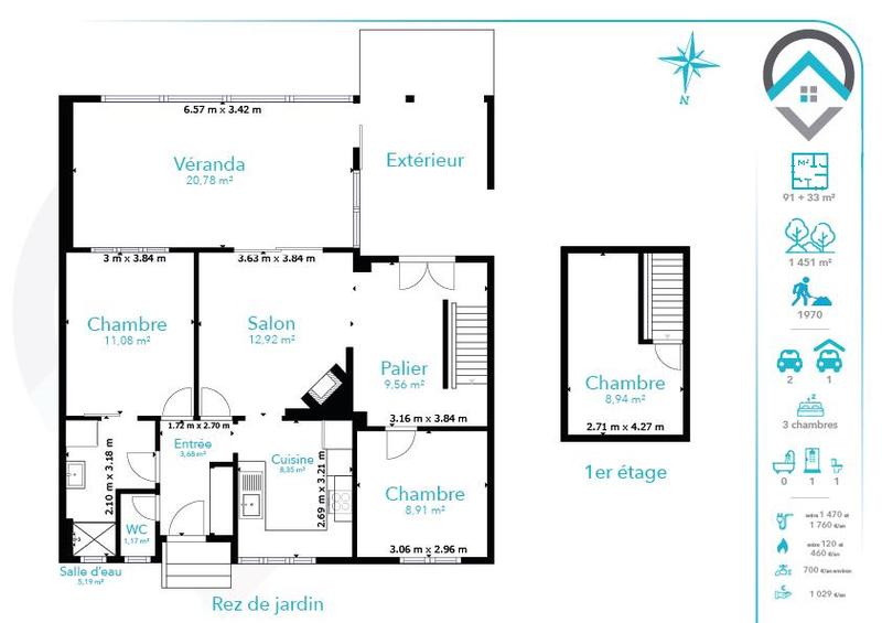 Maison - 91 m² - 5 pièces