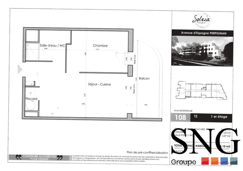 Appartement - 38 m² - 2 pièces