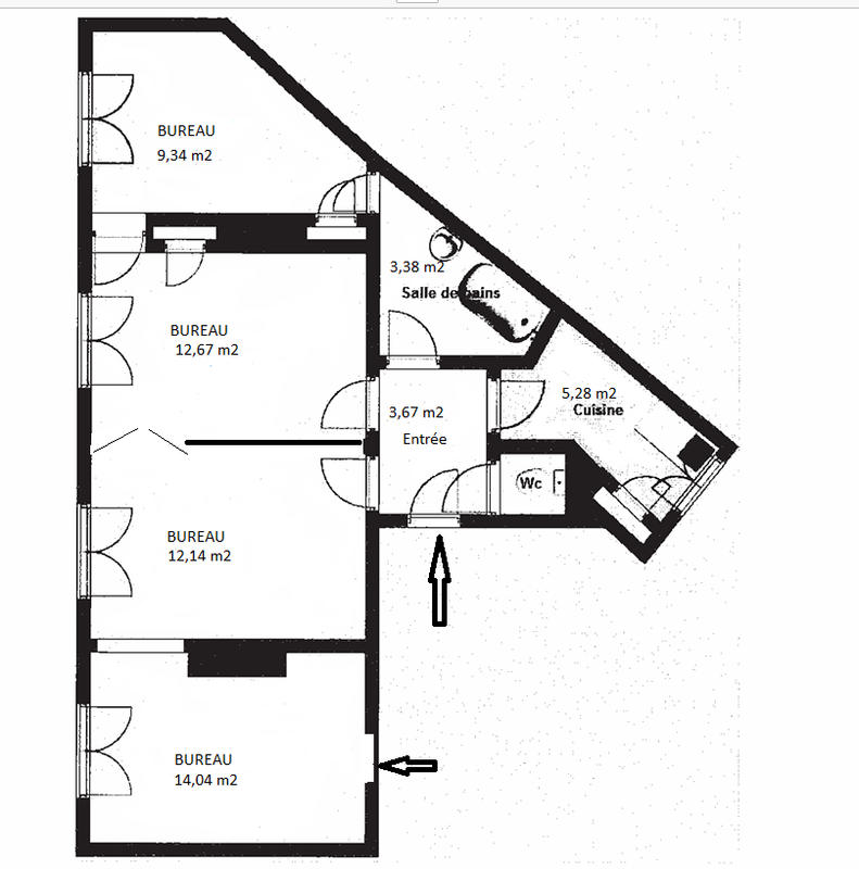 Bureau - 62 m² - 4 pièces