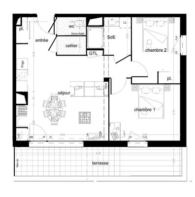 Appartement - 59 m² - 3 pièces