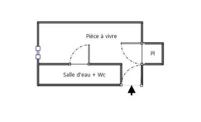 Studio - 30 m² - 2 pièces