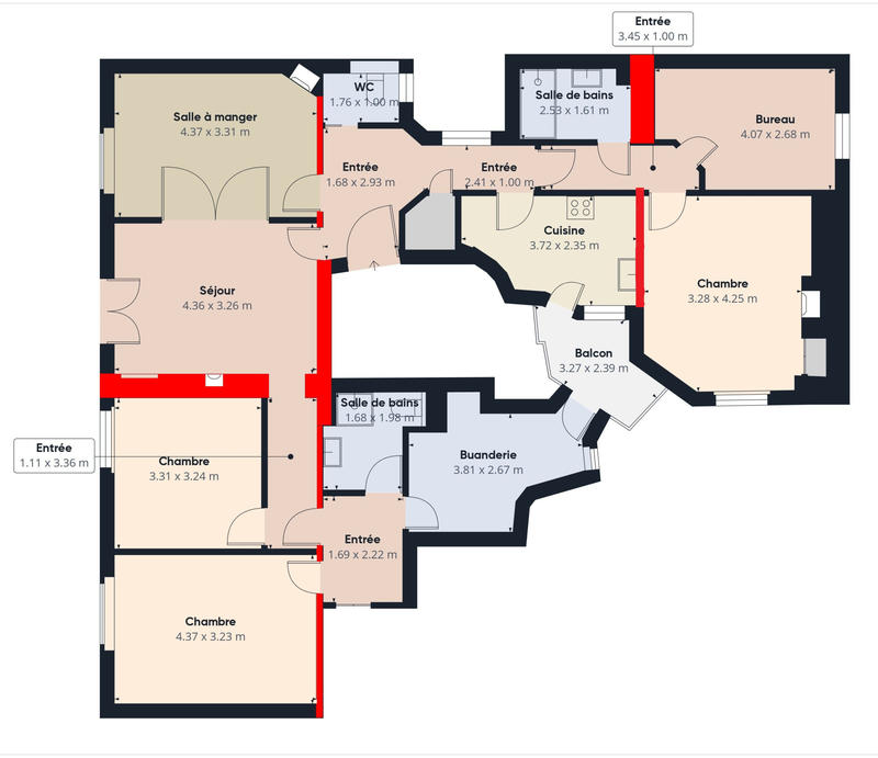 Appartement - 124 m² - 5 pièces