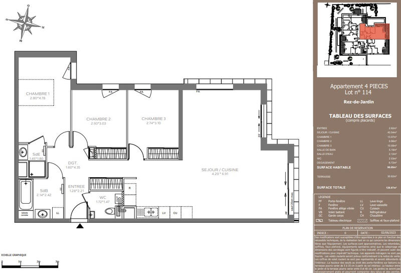 Appartement - 96 m² - 4 pièces