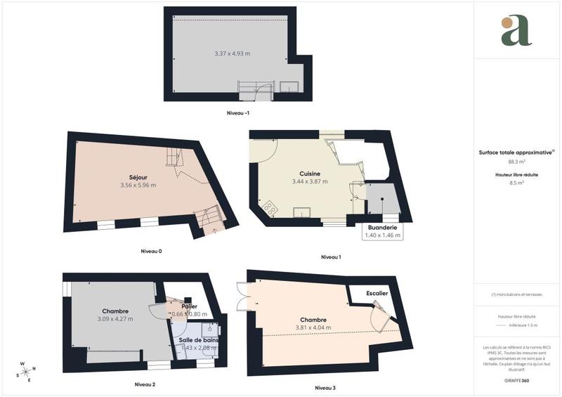Maison ancienne - 65 m² - 3 pièces