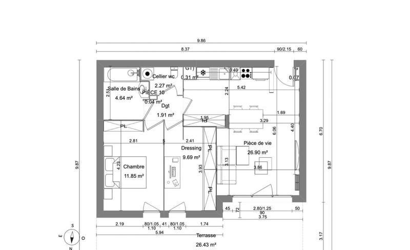 Appartement - 58 m² - 3 pièces