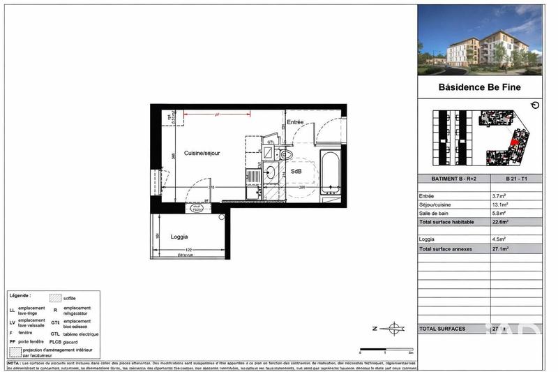 Studio - 23 m² - 1 pièce