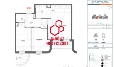 Appartement - 57 m² - 3 pièces