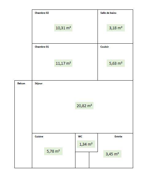 Appartement - 62 m² - 3 pièces