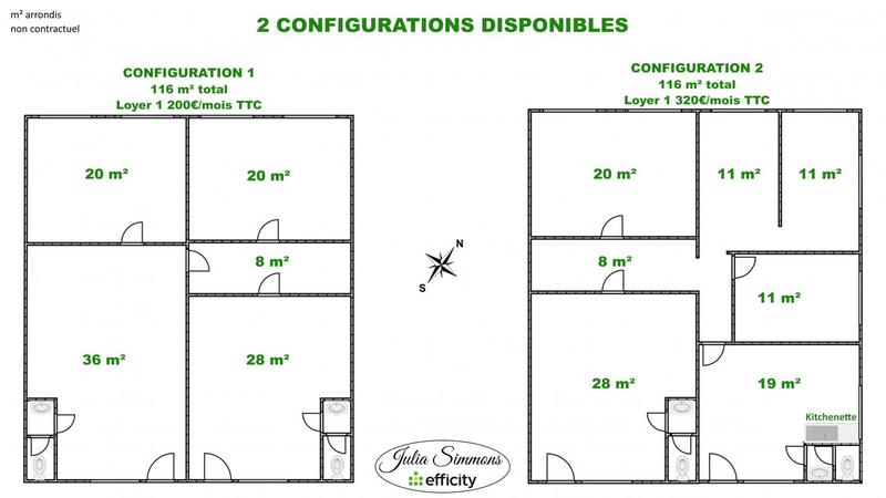 Bureau - 116 m² - 1 pièce