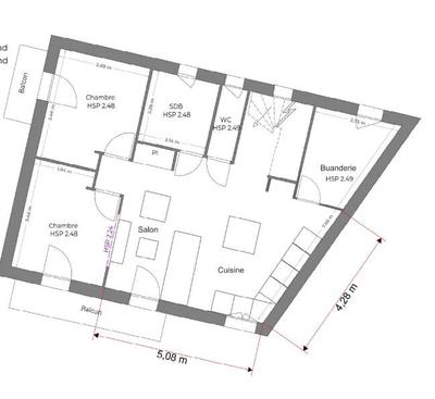 Appartement - 61 m² - 4 pièces