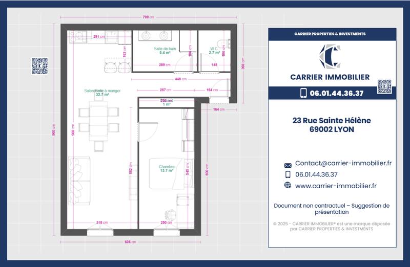Appartement - 52 m² - 2 pièces
