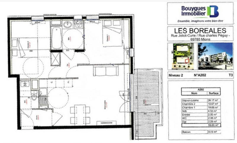 Appartement - 60 m² - 3 pièces
