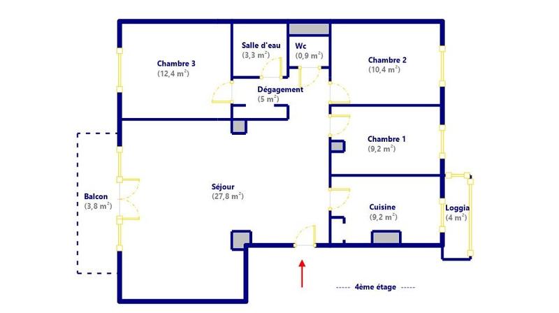 Appartement - 82 m² - 4 pièces