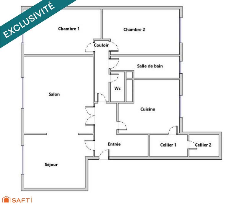 Appartement - 77 m² - 3 pièces