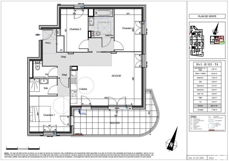 Appartement - 86 m² - 4 pièces