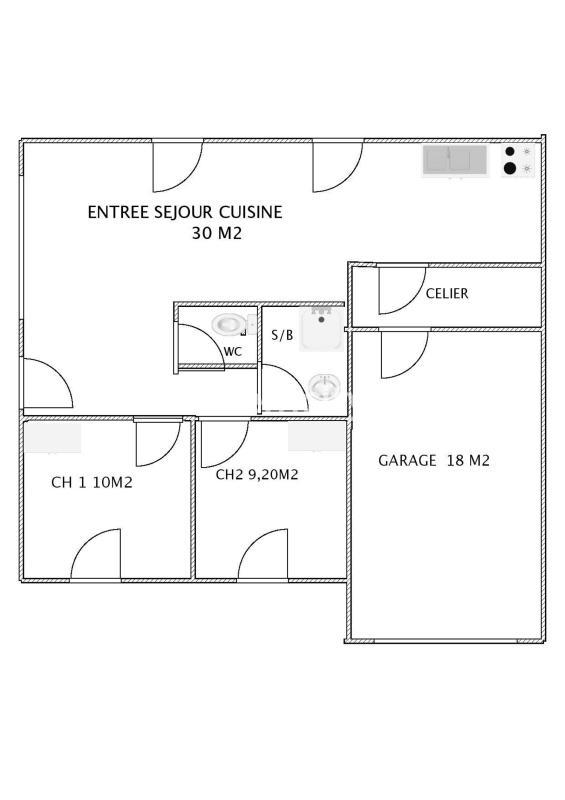 Maison - 60 m² - 3 pièces