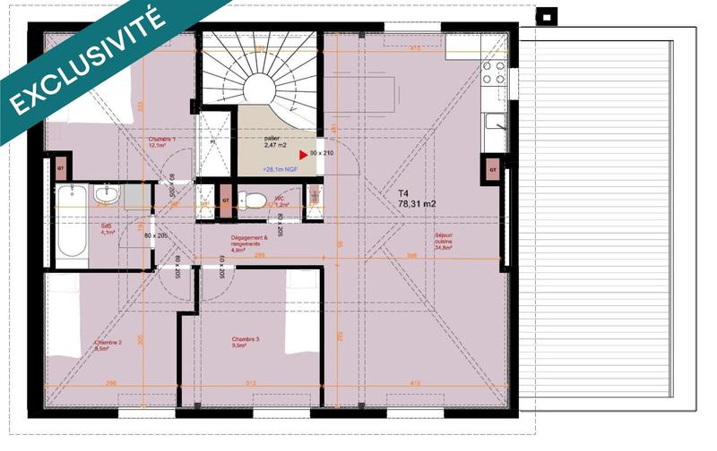 Appartement - 78 m² - 4 pièces