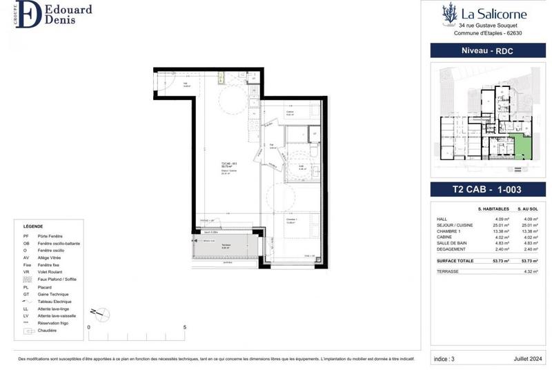 Appartement - 53 m² - 2 pièces