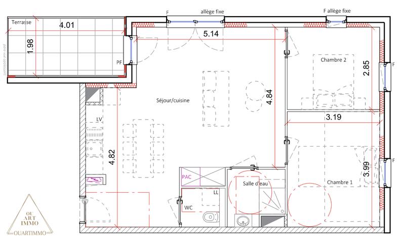 Appartement - 64 m² - 3 pièces