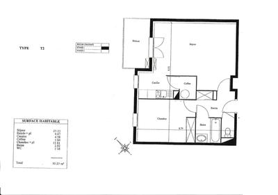 Appartement - 50 m² - 2 pièces