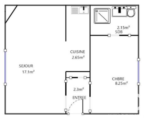 Appartement - 32 m² - 2 pièces