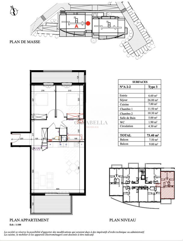 Appartement - 73 m² - 3 pièces