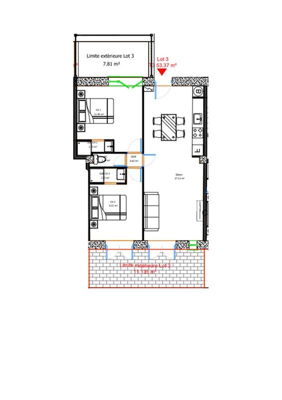 Appartement - 53 m² - 3 pièces