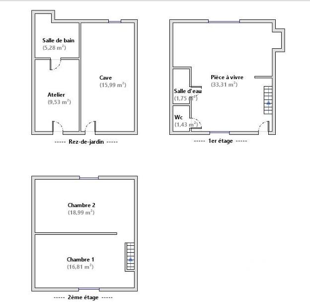 Maison - 60 m² - 3 pièces