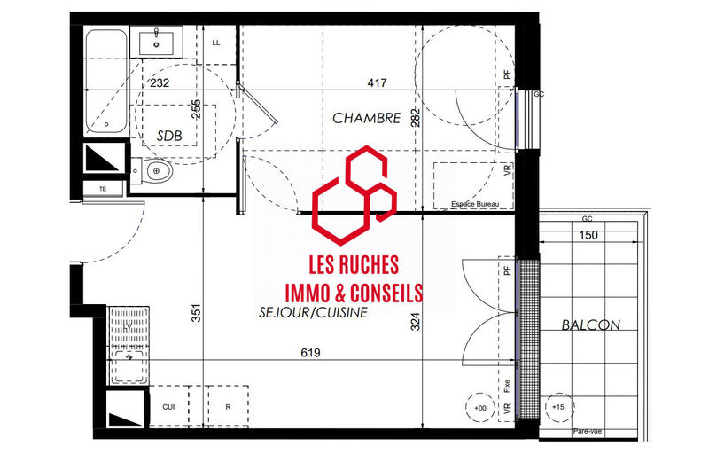 Appartement - 38 m² - 2 pièces