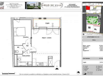 Appartement - 48 m² - 2 pièces