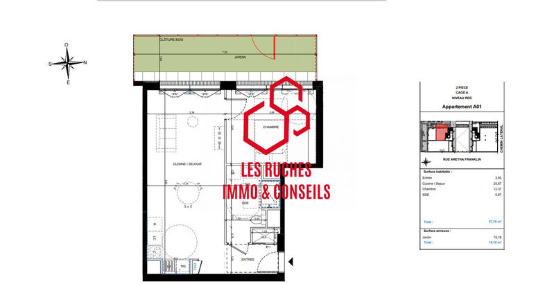 Appartement - 48 m² - 2 pièces