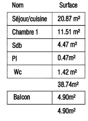 Appartement - 39 m² - 2 pièces